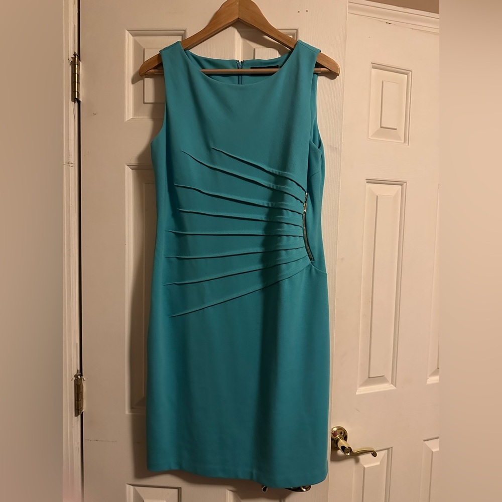 Teal blue Ivanka Trump dress